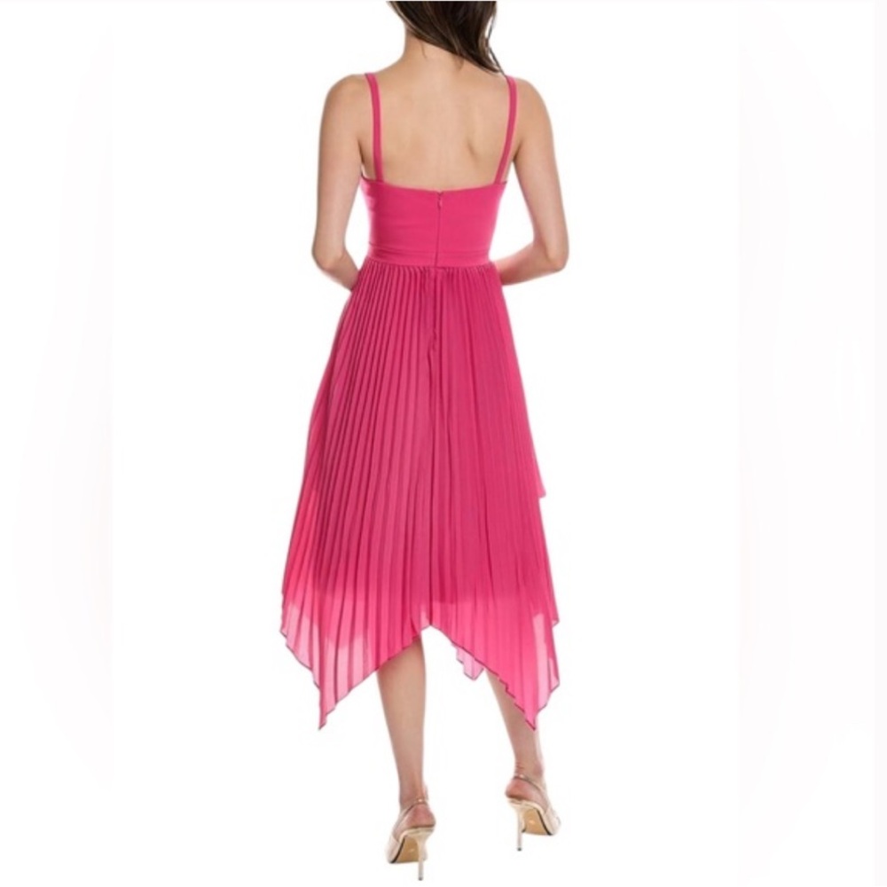 Aidan Mattox Asymmetrical Pleated Midi-Length Dress in Watermelon Bliss Size 2 - Picture 2 of 11